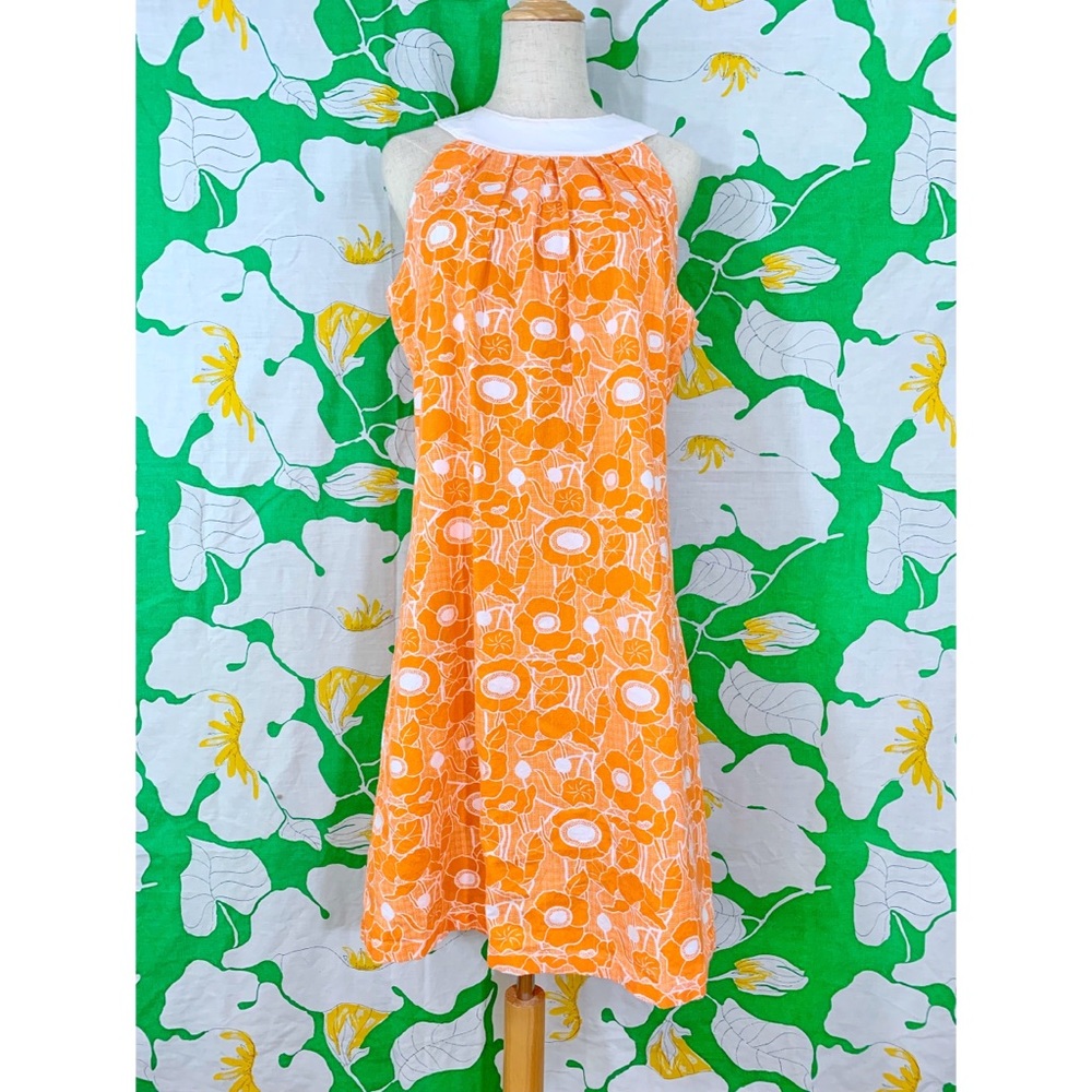Rare Vintage 60s Orange Poppy Cotton A Frame Dress